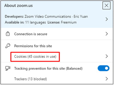 Click on the lock icon in the address bar to see the details of the cookies - Mandatly Inc.